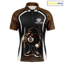 Load image into Gallery viewer, Brown Funny 8 Ball Pool US Flag Billiard Shirt For Men Custom Billiard Team Jersey Polo &amp; 1/4 Zip TDM6366