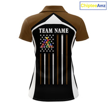 Load image into Gallery viewer, Brown Funny 8 Ball Pool US Flag Billiard Shirt For Women Custom Billiard Team Jersey Polo &amp; 1/4 Zip TDM6366