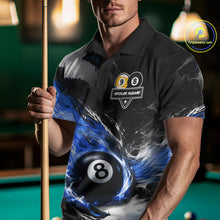 Load image into Gallery viewer, Custom 8 Ball &amp; 9 Ball Pool Blue Flame Billiard Shirt For Men, Billiard Team Jersey Polo &amp; 1/4 Zip TDM6372