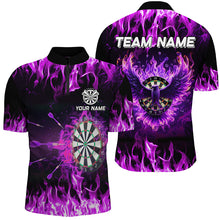 Load image into Gallery viewer, Personalized Purple Darts Board Fire Flame Eagle Darts Shirts For Men Custom Darts Team Jerseys TDM1646