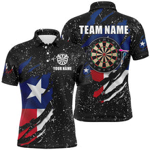 Load image into Gallery viewer, Grunge Texas Flag Dartboard Polo &amp; Quarter-Zip Shirts For Men Custom Patriotic Darts Jerseys Attire TDM1647