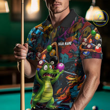 Load image into Gallery viewer, Colorful Billiard Jersey Custom Funny Dinosaur Graffiti Billiard Polo &amp; Quarter Zip Shirts For Men TDM6566