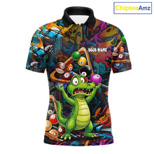 Load image into Gallery viewer, Colorful Billiard Jersey Custom Funny Dinosaur Graffiti Billiard Polo &amp; Quarter Zip Shirts For Men TDM6566