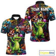 Load image into Gallery viewer, Colorful Billiard Jersey Custom Funny Dinosaur Graffiti Billiard Polo &amp; Quarter Zip Shirts For Men TDM6566