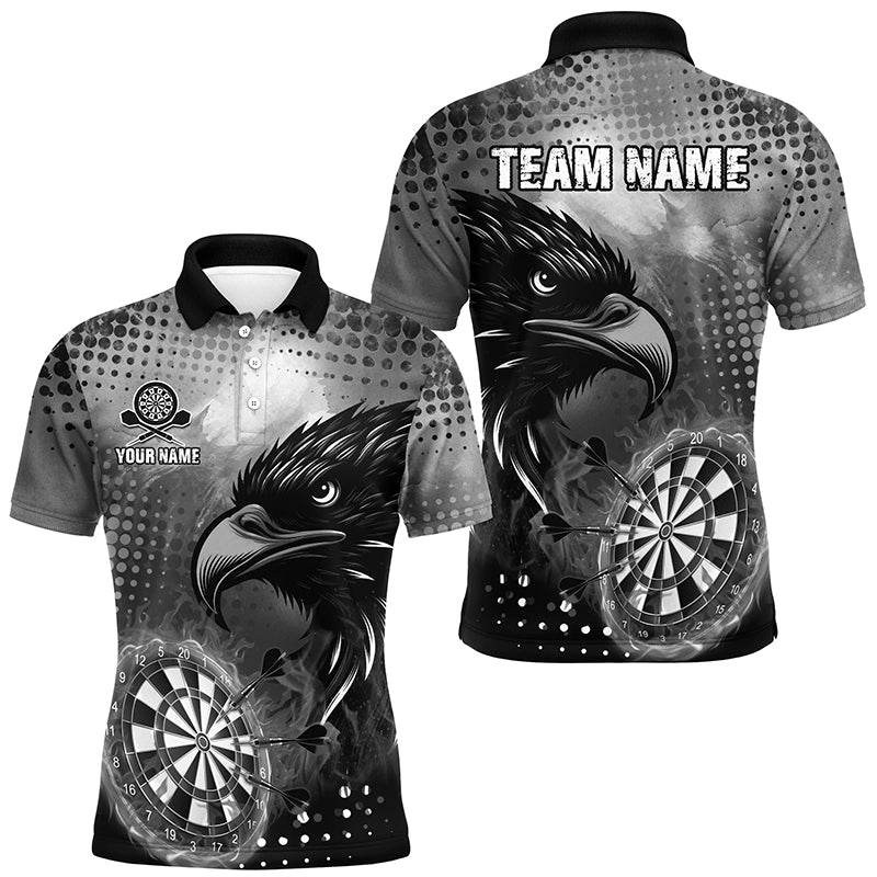 Personalized Grey Dartboard Fire Custom Eagle Darts Shirts For Men, Cool Darts Team Jerseys TDM1864