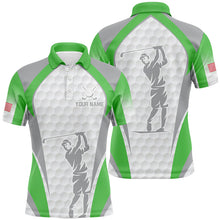 Load image into Gallery viewer, White And Green Mens Golf Polo Shirts Custom Name Team Men Golf Tops, Best Golf Outfit TDM1868