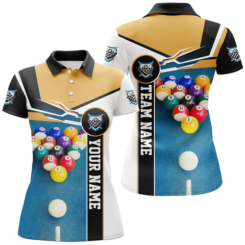 Custom Billiard Ball Polo Shirts For Women, Personalized 3D Billiard Team Shirts For Pool Player TDM0163