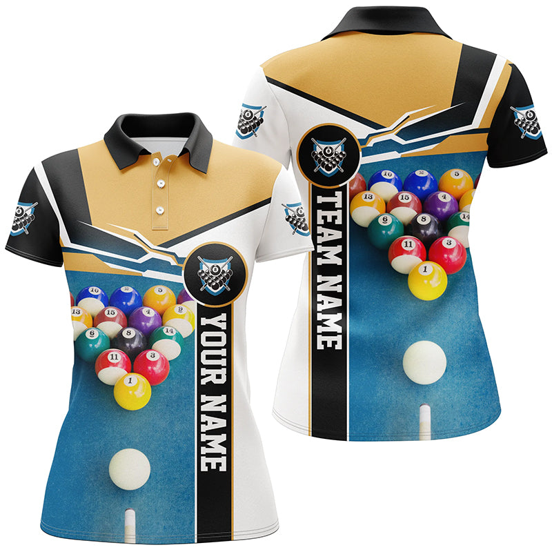 Custom Billiard Ball Polo Shirts For Women, Personalized 3D Billiard Team Shirts For Pool Player TDM0163