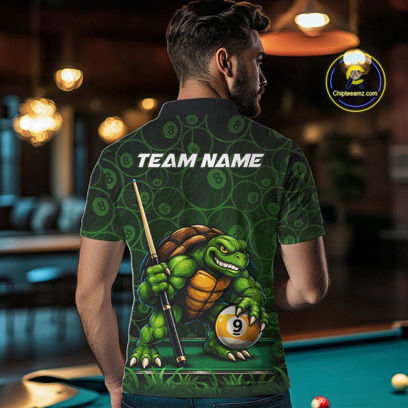 Custom Funny Turtle 8 Ball & 9 Ball Lightning Billiard Shirt For Men Personalized Pool Team Jersey TDM7589
