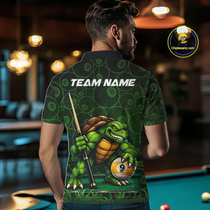 Custom Funny Turtle 8 Ball & 9 Ball Lightning Billiard Shirt For Men Personalized Pool Team Jersey TDM7589