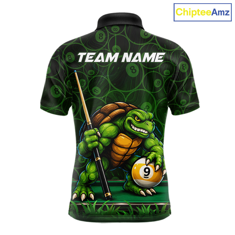 Custom Funny Turtle 8 Ball & 9 Ball Lightning Billiard Shirt For Men Personalized Pool Team Jersey TDM7589