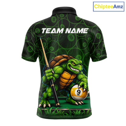 Custom Funny Turtle 8 Ball & 9 Ball Lightning Billiard Shirt For Men Personalized Pool Team Jersey TDM7589