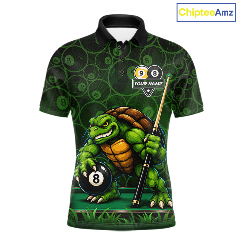 Custom Funny Turtle 8 Ball & 9 Ball Lightning Billiard Shirt For Men Personalized Pool Team Jersey TDM7589