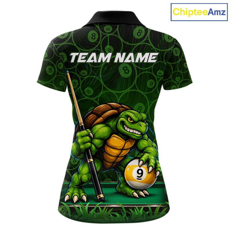 Custom Funny Turtle 8 Ball & 9 Ball Lightning Billiard Shirt For Women Personalized Pool Team Jersey TDM7589