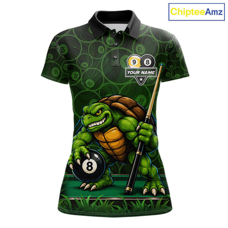 Custom Funny Turtle 8 Ball & 9 Ball Lightning Billiard Shirt For Women Personalized Pool Team Jersey TDM7589