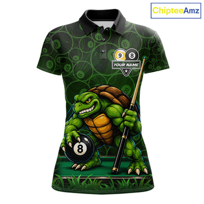 Custom Funny Turtle 8 Ball & 9 Ball Lightning Billiard Shirt For Women Personalized Pool Team Jersey TDM7589