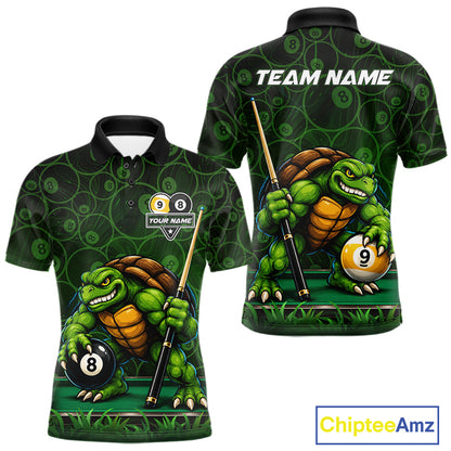 Custom Funny Turtle 8 Ball & 9 Ball Lightning Billiard Shirt For Men Personalized Pool Team Jersey TDM7589