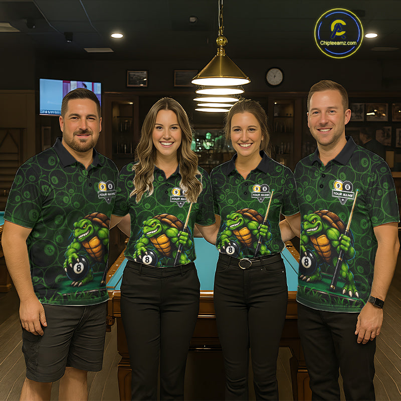 Custom Funny Turtle 8 Ball & 9 Ball Lightning Billiard Shirt For Men Personalized Pool Team Jersey TDM7589