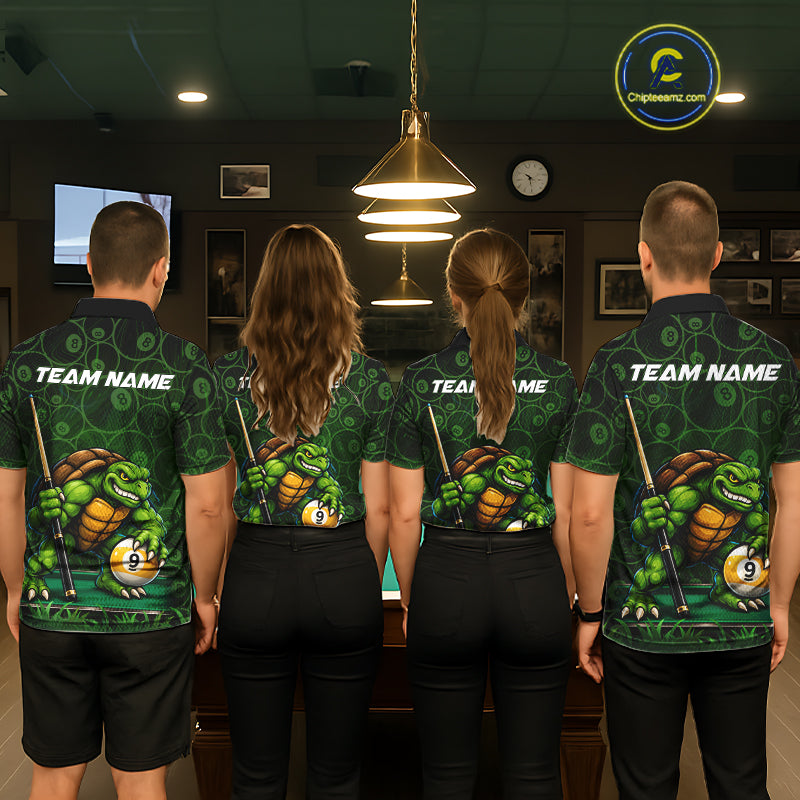 Custom Funny Turtle 8 Ball & 9 Ball Lightning Billiard Shirt For Men Personalized Pool Team Jersey TDM7589