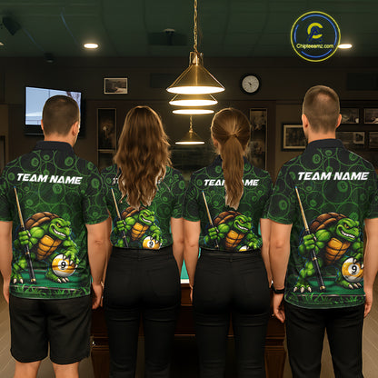 Custom Funny Turtle 8 Ball & 9 Ball Lightning Billiard Shirt For Men Personalized Pool Team Jersey TDM7589