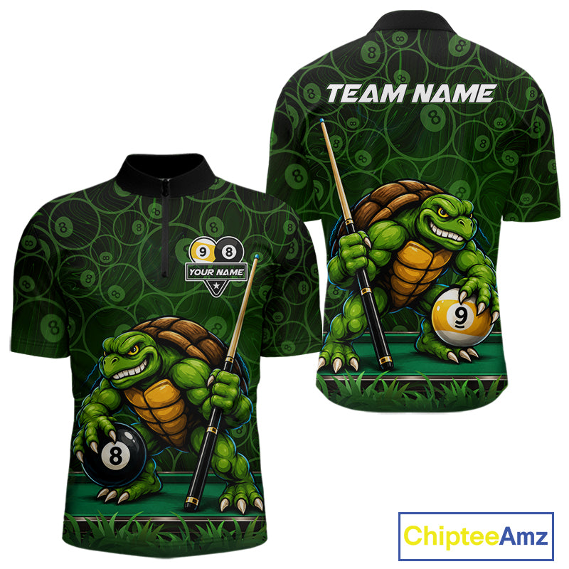 Custom Funny Turtle 8 Ball & 9 Ball Lightning Billiard Shirt For Men Personalized Pool Team Jersey TDM7589