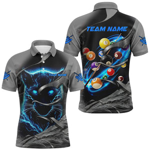 Personalized Panther Lightning 3D Billiard Balls Pool Shirts For Men, Billiard League Jerseys |Blue TDM2790