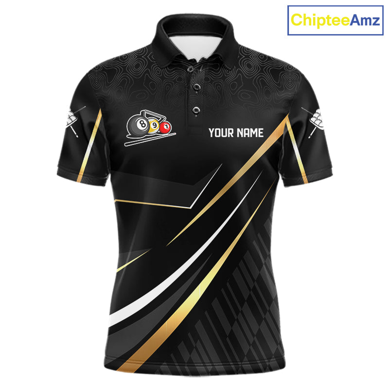 Personalized Golden 9 Ball Pool Crown Billiard Shirt For Men, Billiard Team Jersey Polo & 1/4 Zip TDM7941