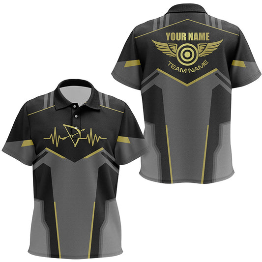 Personalized Funny Archery Heartbeat Polo Shirts For Kid Custom Name Archery Jersey | Yellow TDM0616