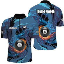 Load image into Gallery viewer, Personalized Blue Whirling 8 Ball Pool Flame Men Billiard Shirts, Billiard Jerseys 8 Ball Costume TDM3041