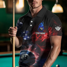 Load image into Gallery viewer, Custom American Flag Smoke 8 Ball Pool Billiard Polo &amp; 1/4 Zip For Men, Patriotic Billiard Jerseys TDM3470