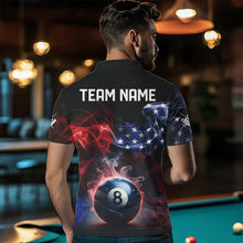 Load image into Gallery viewer, Custom American Flag Smoke 8 Ball Pool Billiard Polo &amp; 1/4 Zip For Men, Patriotic Billiard Jerseys TDM3470