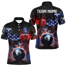 Load image into Gallery viewer, Custom American Flag Smoke 8 Ball Pool Billiard Polo &amp; 1/4 Zip For Men, Patriotic Billiard Jerseys TDM3470