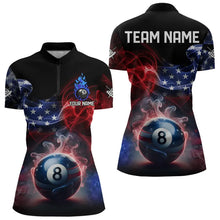 Load image into Gallery viewer, Custom American Flag Smoke 8 Ball Pool Billiard Polo &amp; 1/4 Zip For Women, Patriotic Billiard Jerseys TDM3470