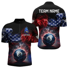 Load image into Gallery viewer, Custom American Flag Smoke 8 Ball Pool Billiard Polo &amp; 1/4 Zip For Men, Patriotic Billiard Jerseys TDM3470