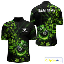 Load image into Gallery viewer, Green Luckiest Shamrock 8 Ball Billiard Shirt For Men Custom St Patrick Day Pool Team Jersey TDM5778