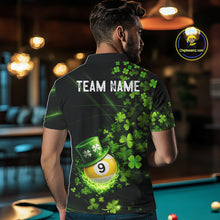 Load image into Gallery viewer, Green Luckiest Shamrock 9 Ball Billiard Shirt For Men Custom St Patrick Day Pool Team Jersey TDM5779