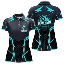 Load image into Gallery viewer, Billiard Jerseys For Women Custom Polo &amp; Quarter-Zip Billiard Team Shirt, 8 Ball Pool Shirt|Turquoise TDM3614