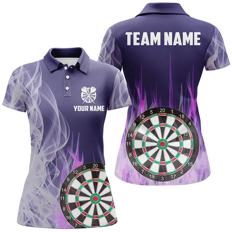 Personalized Purple Fire Flame 3D Dartboard Women Darts Polo Shirts Custom Darts Team Jerseys TDM1292