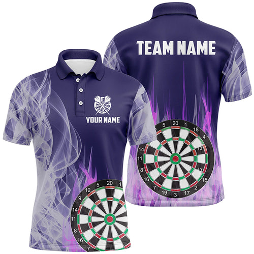 Personalized Purple Fire Flame 3D Dartboard Men Darts Polo Shirts Custom Darts Team Jerseys TDM1292