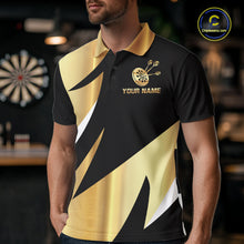 Load image into Gallery viewer, Black And Gold Dartboard Crown Darts Shirt For Men Custom Darts Jersey Team Polo &amp; Quarter Zip TDM6375