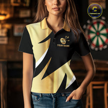 Load image into Gallery viewer, Black And Gold Dartboard Crown Darts Shirt For Women Custom Darts Jersey Team Polo &amp; Quarter Zip TDM6375