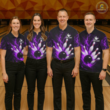 Load image into Gallery viewer, Personalized Purple Thunder Lightning Bowling Jersey For Women, Bowling League Shirts Polo &amp; 1/4 Zip TDM6574
