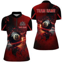 Load image into Gallery viewer, Personalized Red Glowing 8 Ball Pool Custom 3D Women Billiard Jerseys, Billiard Shirts For Team TDM1873
