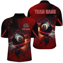 Load image into Gallery viewer, Personalized Red Glowing 8 Ball Pool Custom 3D Printed Men Billiard Jerseys, Best Billiard Shirts For Team TDM1873