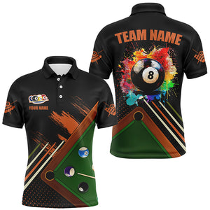 Personalized Grunge Billiard Shirts Funny For Men Custom Colorful 8 Ball Pool Player Shirts |Black TDM2077