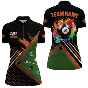 Personalized Grunge Billiard Shirts Funny For Women Custom Colorful 8 Ball Pool Player Shirts |Black TDM2077