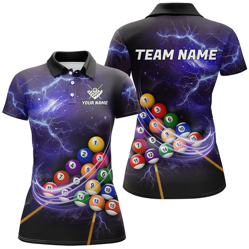 Galaxy Billiard Balls Thunder Lightning Pool Shirts For Women Custom Purple Billiard League Jerseys TDM2300