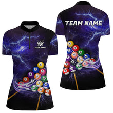 Load image into Gallery viewer, Galaxy Billiard Balls Thunder Lightning Pool Shirts For Women Custom Purple Billiard League Jerseys TDM2300