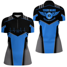Load image into Gallery viewer, Personalized Billiard 8 Ball Wings Short Sleeve Women&#39;s Shirts,  Billiard Jerseys Tournament |Blue TDM2305