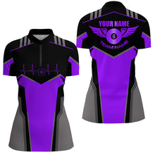 Load image into Gallery viewer, Personalized Billiard 8 Ball Wings Short Sleeve Women&#39;s Shirts,  Billiard Jerseys Tournament |Purple TDM2306